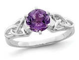 1.00 Carat (ctw) Amethyst Celtic Trinity Ring in Sterling Silver